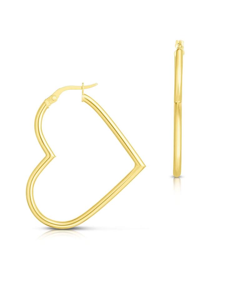 14k Italian Gold Heart Hoop Earrings