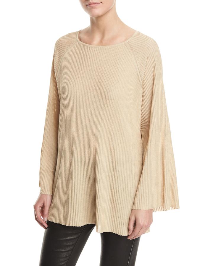 Marsali Crewneck Bell-sleeve Oversized Tunic Top