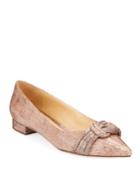 Vicky Knotted Snakeskin Ballet Flats