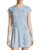 Dimitra Linen Short-sleeve Dress,