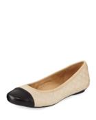 Sedy Quilted Napa Leather Ballet Flats, Beige