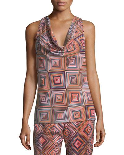 Kourtney Silk Geo-print Top
