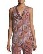 Kourtney Silk Geo-print Top
