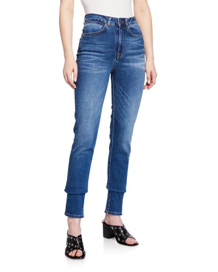 Eyelet-pocket Skinny Jeans, Blue