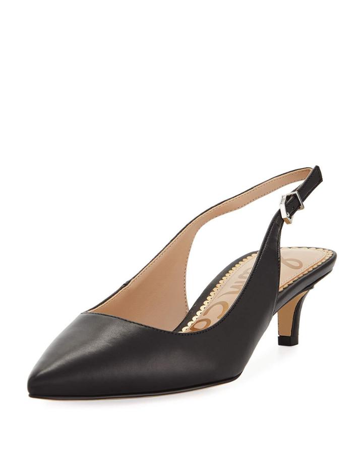 Ludlow Leather Kitten-heel Slingback Pumps