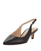 Ludlow Leather Kitten-heel Slingback Pumps