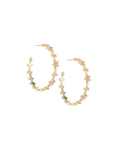 Pave Floral Hoop Earrings