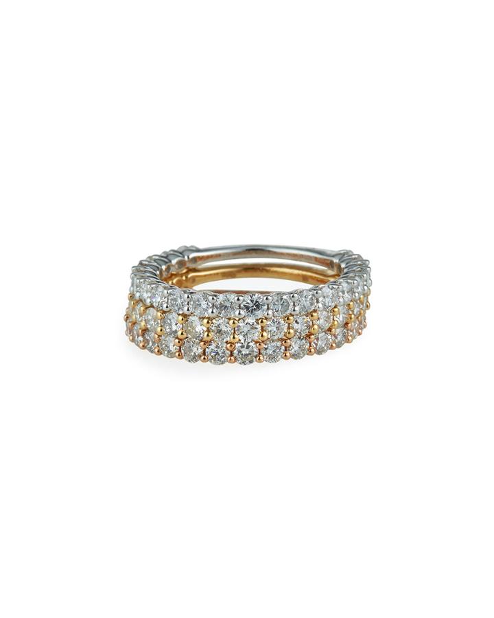 Tricolor 14k Diamond Rings, Set Of