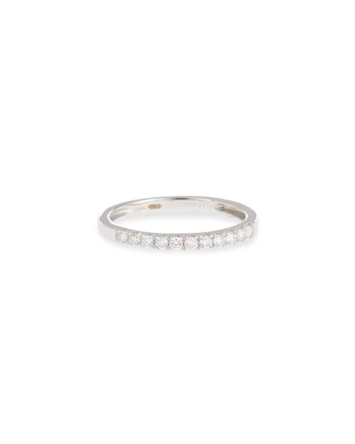 18k White Gold Thin Diamond Band Ring,