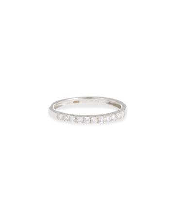 18k White Gold Thin Diamond Band Ring,