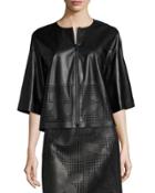 Sabina Laser-cut Leather Jacket, Black