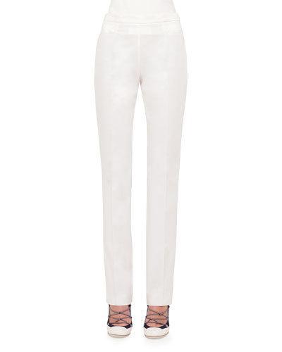 Francoise Straight-leg Pants, Cream