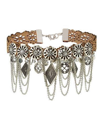 Faux-leather Multi-drop Choker Necklace