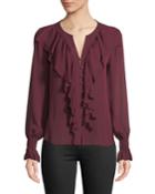 Go Get Ruffled Up Silk Button-front Blouse