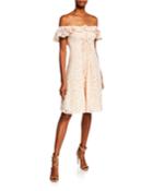 Joyce Lace-up Ruffle Cotton Crochet Dress