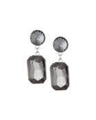 Silvertone Gray Crystal Double-drop Earrings
