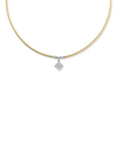 Classique Cable Necklace W/ Pave Diamond Pendant, Yellow