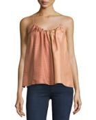 Pieced Scarf-print Silk Camisole Top, Blush/multi