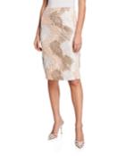 Knee-length Pencil Skirt W/ Leaf