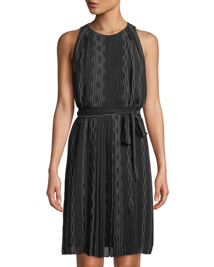 Ria Sleeveless Scalloped Chiffon Dress