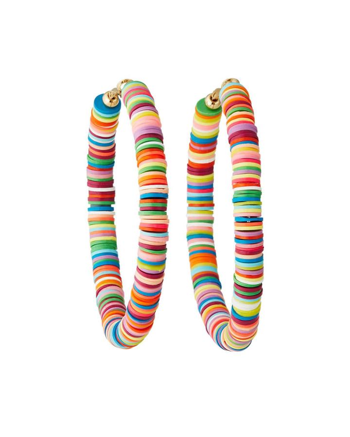 Flat-disc Hoop Earrings,