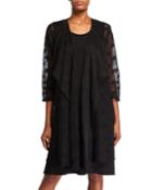 Plus Size Textured Long Draped Open-front Cardigan