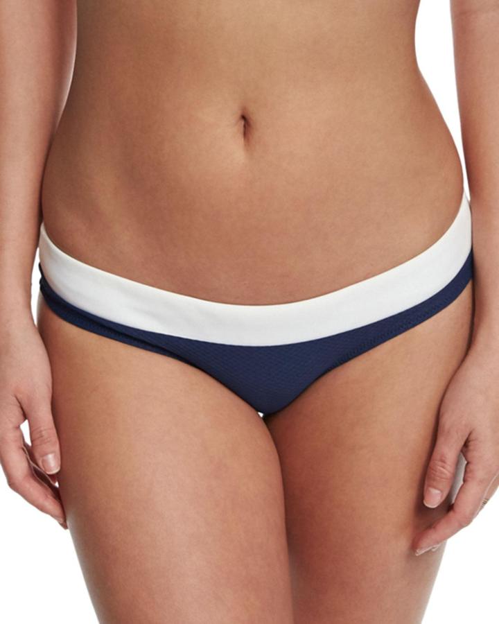Cape Cod Striped Hipster Swim Bikini Bottom, Navy
