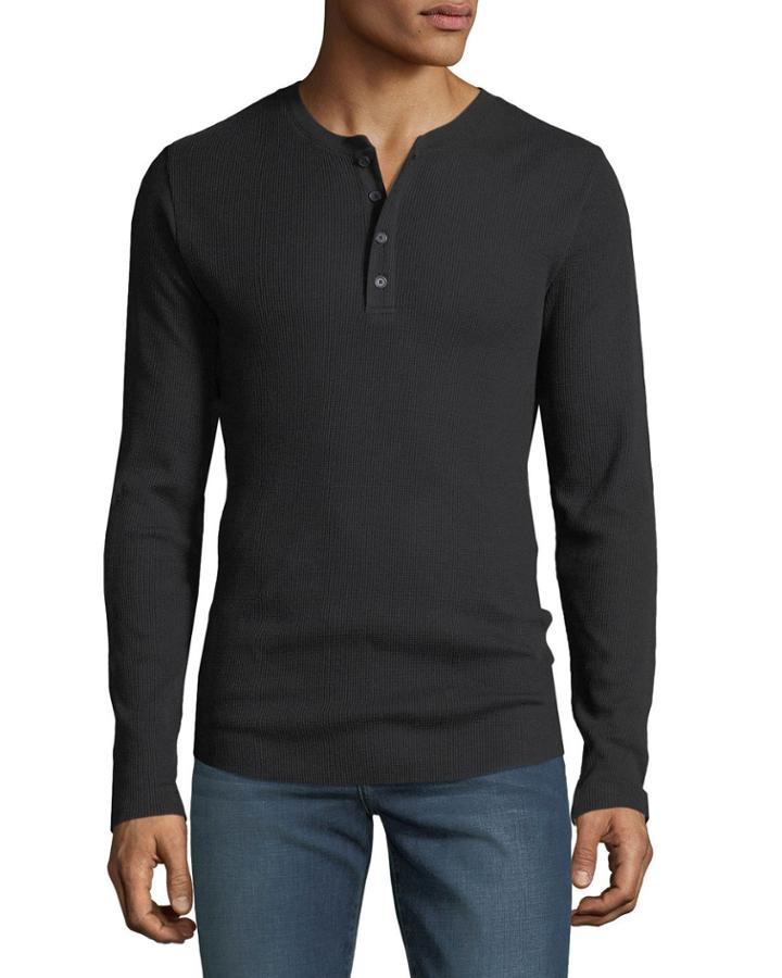 Men's Waffle-knit Thermal Henley