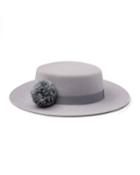 Brigitte Wool Felt Boater Hat, Gray