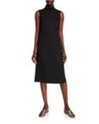 Teresa Mock-neck Sleeveless Italian Double-face Dress