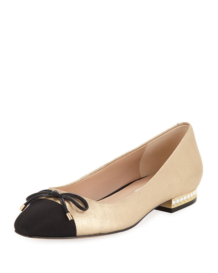 Nantes Ballet Flats With Pearly Heel Detail