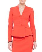 Peplum Stretch-crepe Jacket, Akai
