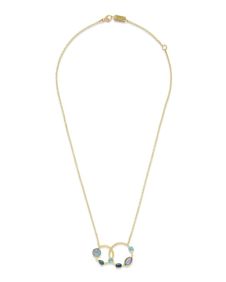 18k Rock Candy Double Circle Stone Necklace In