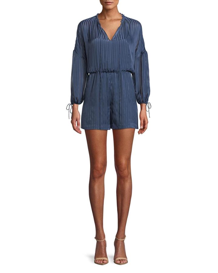 Callan Silk Blouson-sleeve Romper