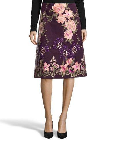 A-line Floral-embroidered