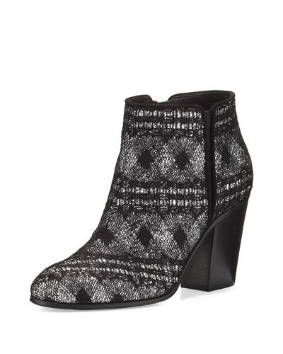 Nicky Glitter 80mm Bootie, Argento/nero
