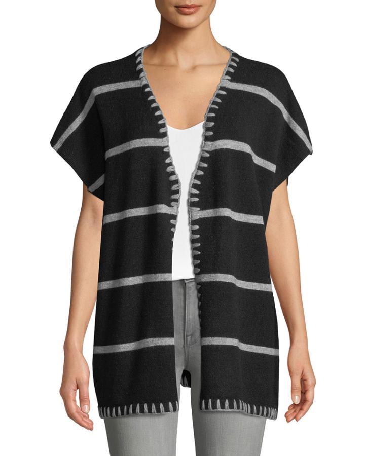 Striped Short-sleeve Cardigan