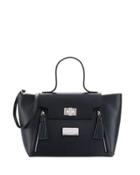 Camilla Dollaro Leather Satchel Bag, Black