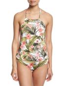 Beau High-neck Blouson One-piece Swimsuit,