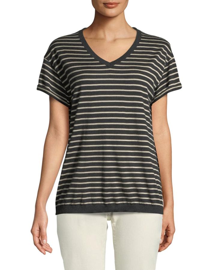 Nautical-striped Wool-cashmere Tee