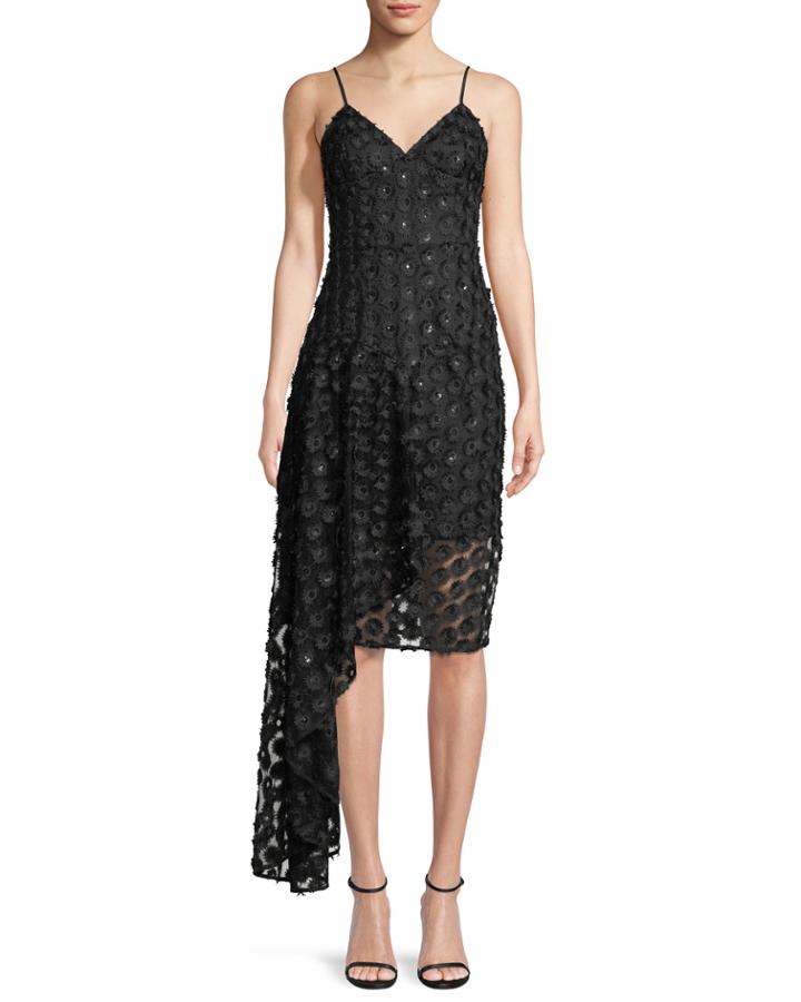 Antonia Stretch Daisy Lace Asymmetric Cocktail Dress