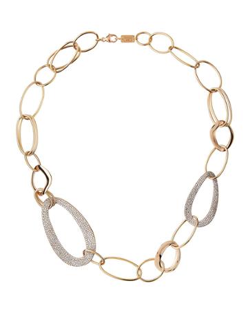 18k Rose Gold Cherish Station Necklace W/ Diamond Pave
