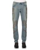 Embroidered Five-pocket Denim Jeans,
