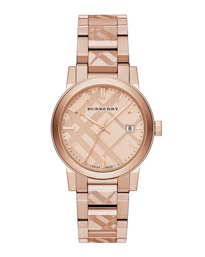 38mm The City Rose Golden Stainless Steel Bracelet Watch