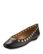 Sabri Leather Grommet-trimmed Flat,