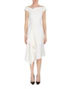 Barwick Cap-sleeve Cascade-front Dress