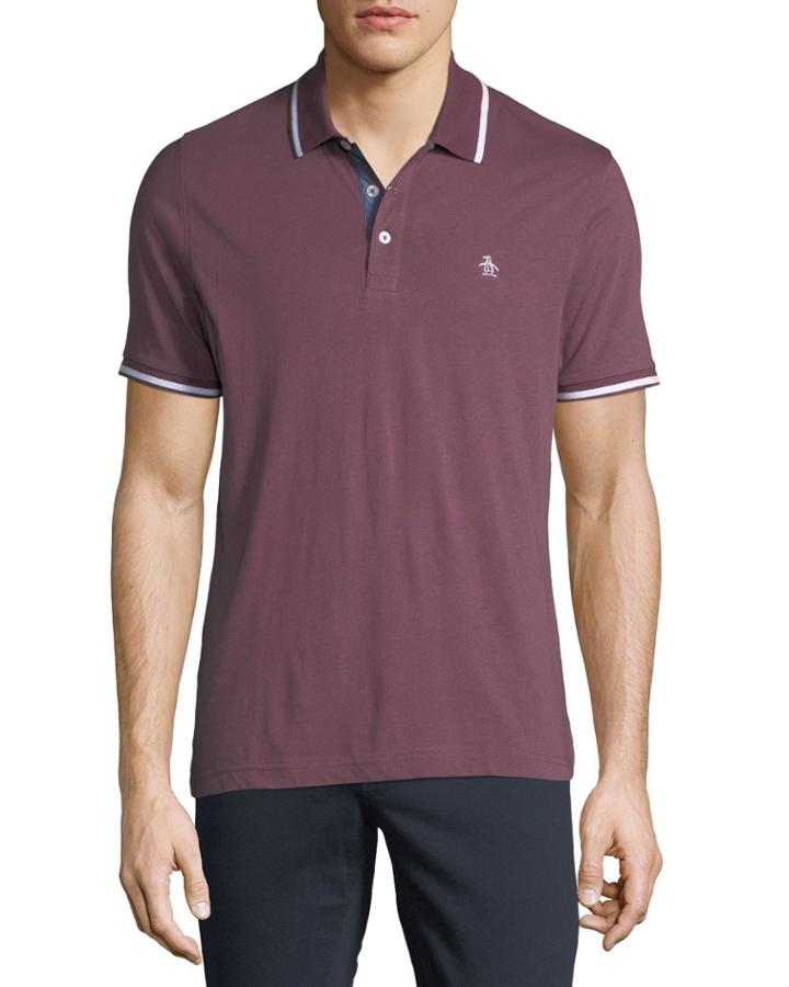 Men's Contrast-trim Short-sleeve Polo