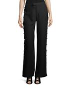 Wide-leg Pearl-trim Pants