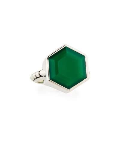 Green Agate Hexagon Ring,