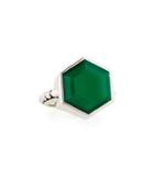 Green Agate Hexagon Ring,